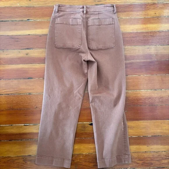 Everlane Straight Leg High Waisted Crop Pants Brown SIZE 4 - Picture 4 of 5